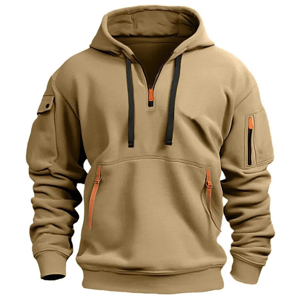 2025 Multi-Pocket Zipper Fleece Hooded Casual Shirt – Plus-Size Unisex Comfort & Practicality