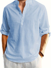 Men's Casual Fashion Long Sleeve Linen Shirt Stylish Comfortable Breathable Men's Clothing