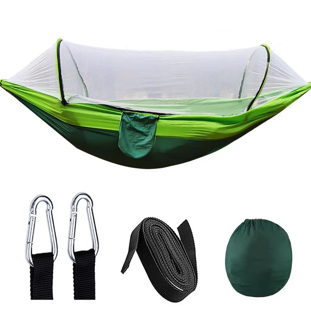 Outdoor Camping Hammock with Mosquito Net Lightweight Hanging Hammocks High Strength Parachute Fabric Hanging Bed Net 250x120cm