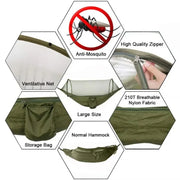 Outdoor Camping Hammock with Mosquito Net Lightweight Hanging Hammocks High Strength Parachute Fabric Hanging Bed Net 250x120cm