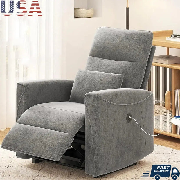 Power Recliner Chair Adjustable Reclining Sofa Lumbar Support USB Charging Portable Living Room Theater Lounge Seat-Shoppers Preferred Choice