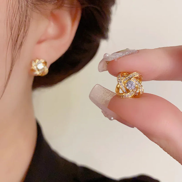 Light Luxury Zircon Stud Earrings Simple Cross Hollow Geometric Earrings Wedding Party Exquisite Ear Jewellery Women Gifts-Shoppers Preferred Choice