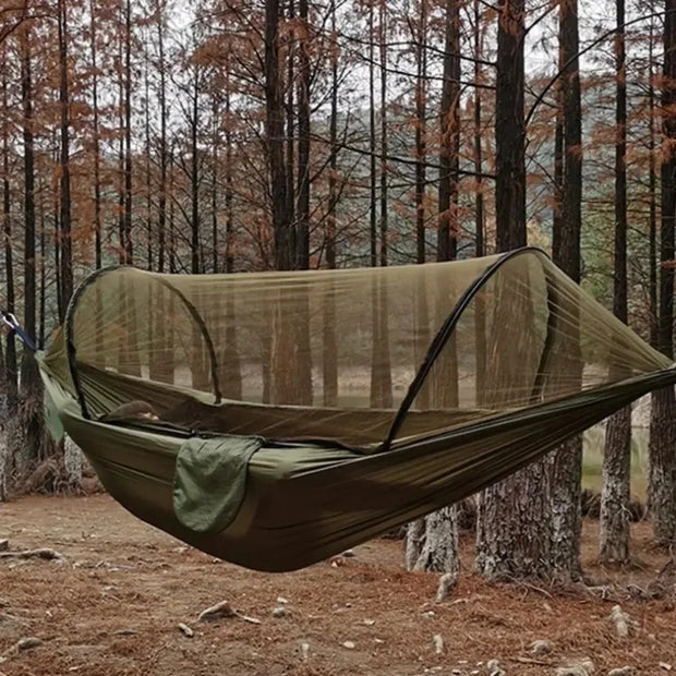Outdoor Camping Hammock with Mosquito Net Lightweight Hanging Hammocks High Strength Parachute Fabric Hanging Bed Net 250x120cm