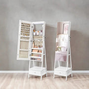 SONGMICS LED Mirror Jewelry Cabinet Standing, Jewelry Organizer with Mirror,Space-Saving Bottom Drawer,Lockable Jewelry Armoir-Shoppers Preferred Choice