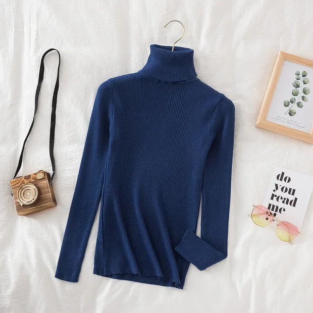 2025 Women Turtleneck Sweater Knitted Soft Pullovers Cashmere Jumpers Basic Solid Soft Sweaters Women Autumn Winter Casual Top