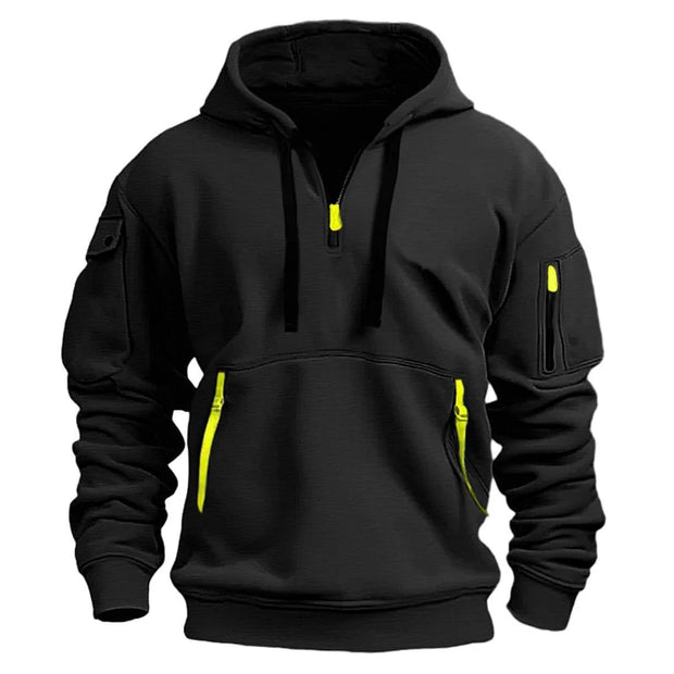2025 Multi-Pocket Zipper Fleece Hooded Casual Shirt – Plus-Size Unisex Comfort & Practicality