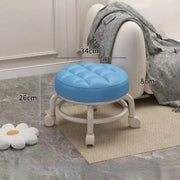 Low Stool with Wheels，Leather Fabric Portable Small Round Waterproof Durable Stool Thickening Seat Cushion Simple Soft Stool