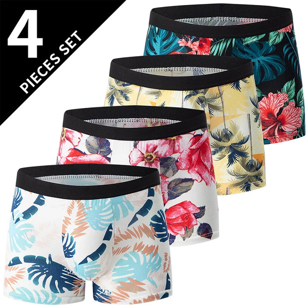Men’s Oversized Polyester Board Shorts – 4-Pack Comfortable Boxer Underwear for All Seasons