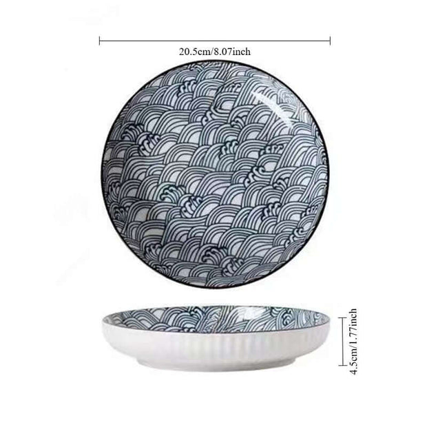 4 Piece Japanese Ceramic Dinner Plates Set 1778 cm