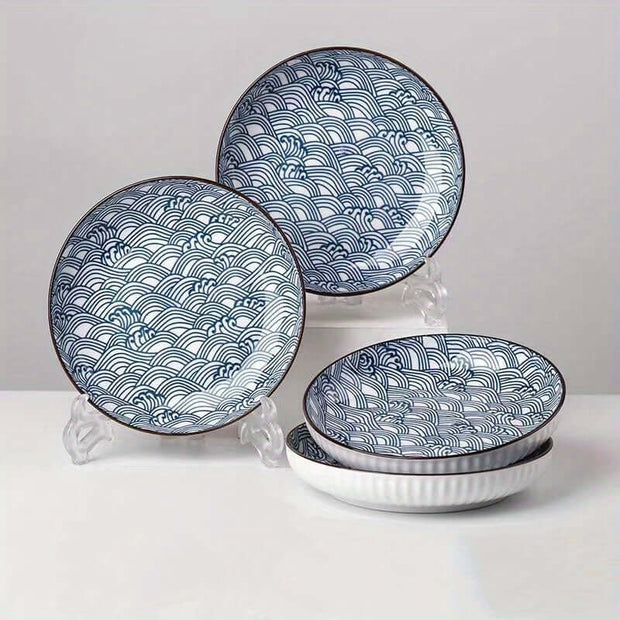 4 Piece Japanese Ceramic Dinner Plates Set 1778 cm
