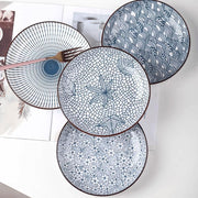 4 Piece Japanese Ceramic Dinner Plates Set 1778 cm