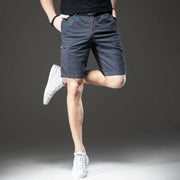 Trendy Fashion Summer Cargo Shorts Men Pockets Zippers Contrast Color Bright Line Decorate Casual Knee Length Straight Short Pant