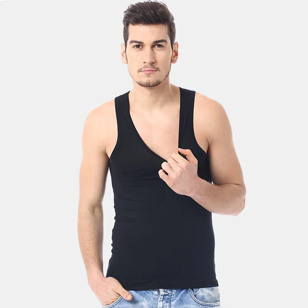 2025 New Men's summer lightweight cotton tight vest, casual family pajamas, outdoor tight top, breathable quick-drying vest
