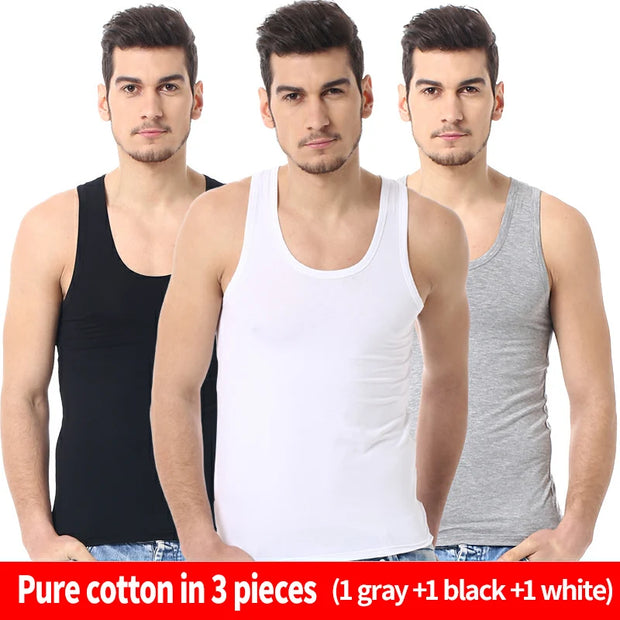 2025 New Men's summer lightweight cotton tight vest, casual family pajamas, outdoor tight top, breathable quick-drying vest