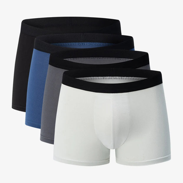 Men’s Oversized Polyester Board Shorts – 4-Pack Comfortable Boxer Underwear for All Seasons