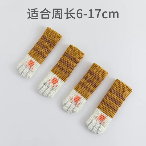 4Pcs/Set Creativity Cat Paw Table Foot socks Chair Leg Covers Floor Protectors Knitted Socks Mute Wear-Resistant Non-slip Mat