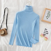 2025 Women Turtleneck Sweater Knitted Soft Pullovers Cashmere Jumpers Basic Solid Soft Sweaters Women Autumn Winter Casual Top