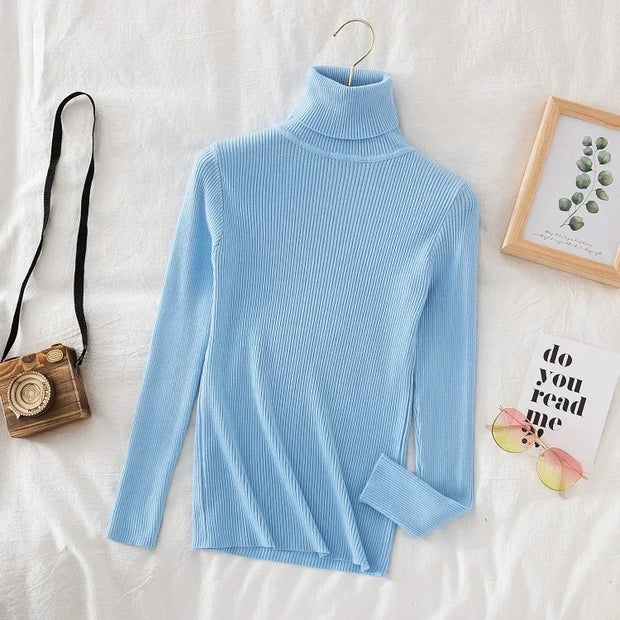 2025 Women Turtleneck Sweater Knitted Soft Pullovers Cashmere Jumpers Basic Solid Soft Sweaters Women Autumn Winter Casual Top