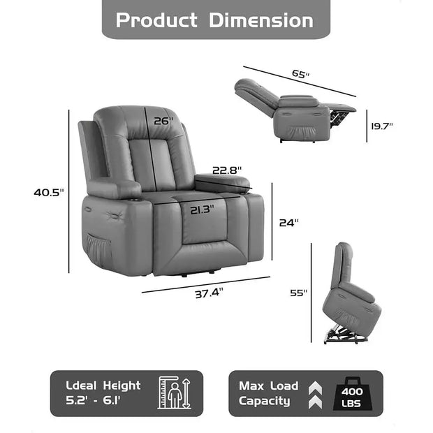 Power Lift Recliner Chair Heated Massage Function Adjustable Backrest Extendable Footrest Electric Lift Chair Elderly Mobility-Shoppers Preferred Choice