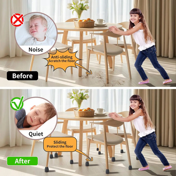 8PCS Chair Leg Floor Protector Felt Foot Cover 15° Diagonal with Thick Wrap Felt Pads Silicone Furniture Table Feet for Hardwood