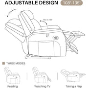 Leather Recliner Chair Manual Recliner with Massage Vibration Heat Living Room Bedroom Theater Easy Assembly 300lbs Capacity-Shoppers Preferred Choice