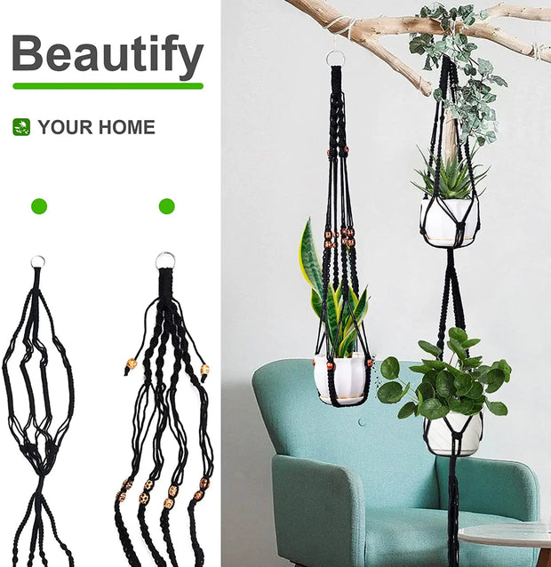 Handmade Plant Hanger Baskets Flowerpots/Hanging Balcony Decoration Knotted lifting Rope-Shoppers Preferred Choice