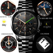 LIGE watch with multiple display features on a black background