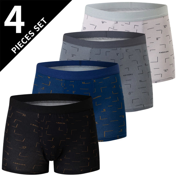 Men’s Oversized Polyester Board Shorts – 4-Pack Comfortable Boxer Underwear for All Seasons
