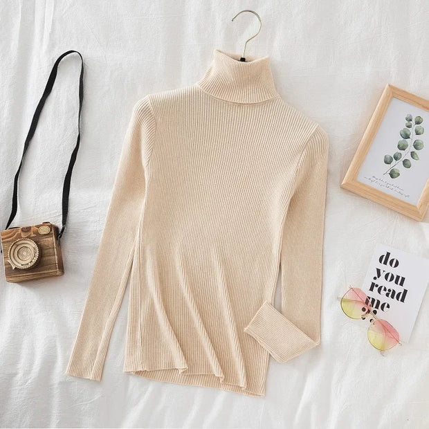 2025 Women Turtleneck Sweater Knitted Soft Pullovers Cashmere Jumpers Basic Solid Soft Sweaters Women Autumn Winter Casual Top