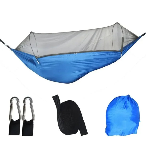 Outdoor Camping Hammock with Mosquito Net Lightweight Hanging Hammocks High Strength Parachute Fabric Hanging Bed Net 250x120cm