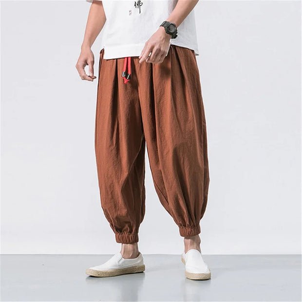 Oversize Men’s Harem Pants – Loose Fit Linen Trousers for Casual & Lounge Wear