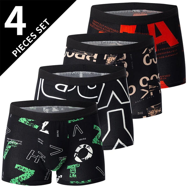 Men’s Oversized Polyester Board Shorts – 4-Pack Comfortable Boxer Underwear for All Seasons