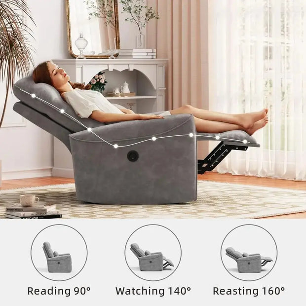 Power Recliner Chair Adjustable Reclining Sofa Lumbar Support USB Charging Portable Living Room Theater Lounge Seat-Shoppers Preferred Choice