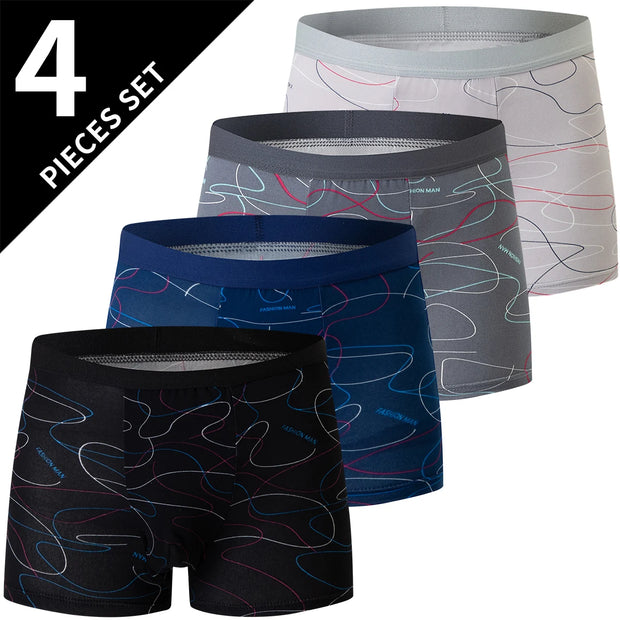 Men’s Oversized Polyester Board Shorts – 4-Pack Comfortable Boxer Underwear for All Seasons