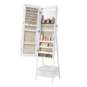 SONGMICS LED Mirror Jewelry Cabinet Standing, Jewelry Organizer with Mirror,Space-Saving Bottom Drawer,Lockable Jewelry Armoir-Shoppers Preferred Choice