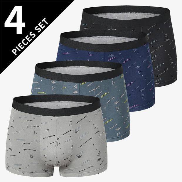 Men’s Printed Underwear 4-Pack – Comfortable Leisure Fit, Sizes S to 6XL