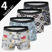 Men’s Printed Underwear 4-Pack – Comfortable Leisure Fit, Sizes S to 6XL