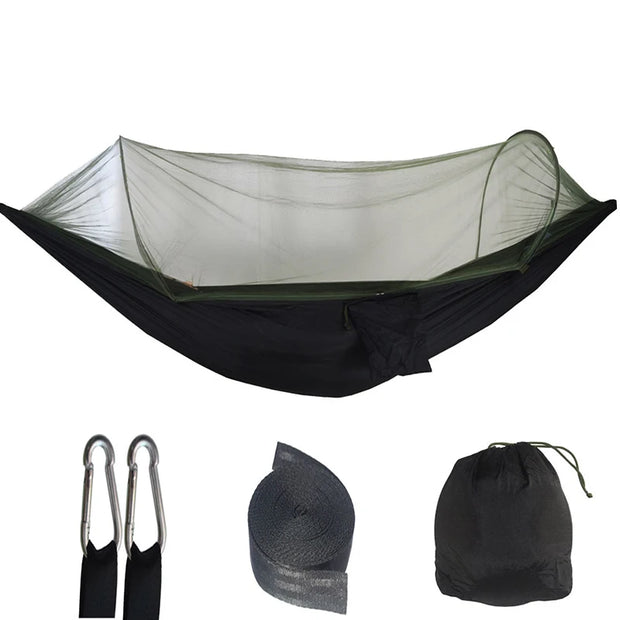 Outdoor Camping Hammock with Mosquito Net Lightweight Hanging Hammocks High Strength Parachute Fabric Hanging Bed Net 250x120cm