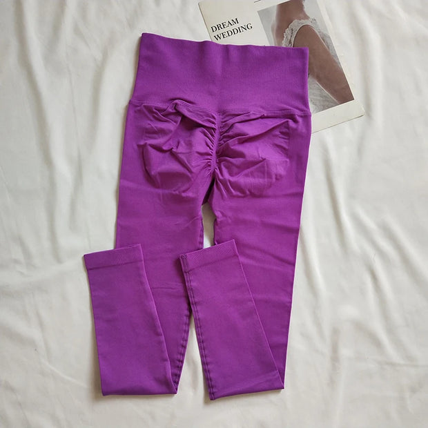 High Waist Yoga & Gym Leggings - Seamless Squat-Proof Fabric with Flattering Scrunch Butt
