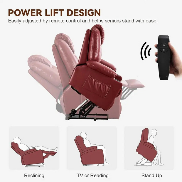 Electric Recliner Chair Lift Sofa Elderly with Massage Heat Adjustable Reclining Couch with Arm Rest Cup Holders Foot Rest