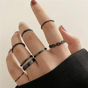 A Timeless Symbol of Romance & Elegance - Wear Your Love Boldly with the Heart Black Rings Set
