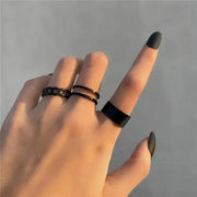 A Timeless Symbol of Romance & Elegance - Wear Your Love Boldly with the Heart Black Rings Set