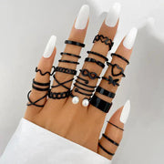 A Timeless Symbol of Romance & Elegance - Wear Your Love Boldly with the Heart Black Rings Set
