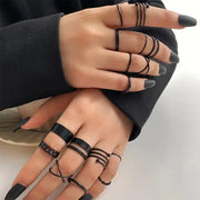 A Timeless Symbol of Romance & Elegance - Wear Your Love Boldly with the Heart Black Rings Set