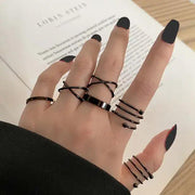 A Timeless Symbol of Romance & Elegance - Wear Your Love Boldly with the Heart Black Rings Set