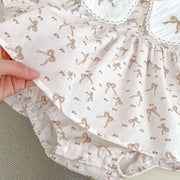 Baby Girls Long Sleeves Butterfly-Bows Pattern Onesies