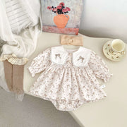 Baby Girls Long Sleeves Butterfly-Bows Pattern Onesies