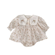 Baby Girls Long Sleeves Butterfly-Bows Pattern Onesies