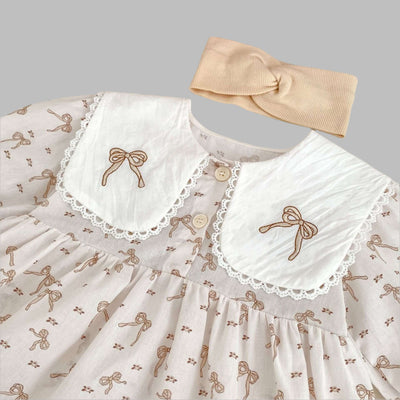 Baby Girls Long Sleeves Butterfly-Bows Pattern Onesies