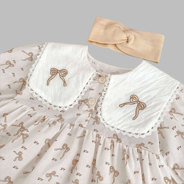 Baby Girls Long Sleeves Butterfly-Bows Pattern Onesies